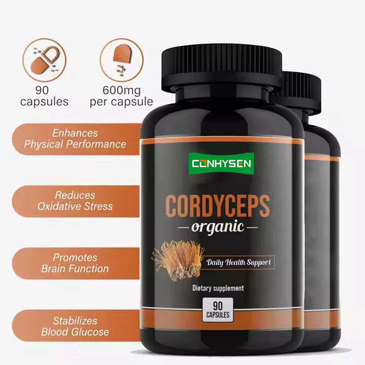 OEM ODM Οργανικές κάψουλες Cordyceps Προωθεί τη λειτουργία του εγκεφάλου Φυτικά συμπληρώματα κάψουλες