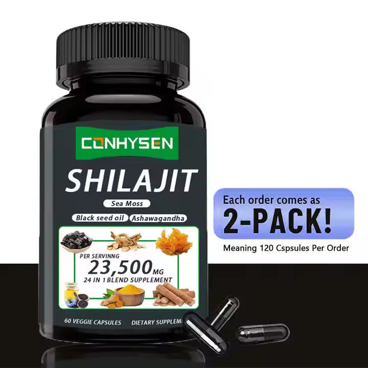 OEM Himalayan Shilajit Καψούλες Φουλβικού οξέος Ορυκτά Θάλασσας Μοσχάρι οξύ Φυσικό μείγμα Βελτιώνει την ενέργεια