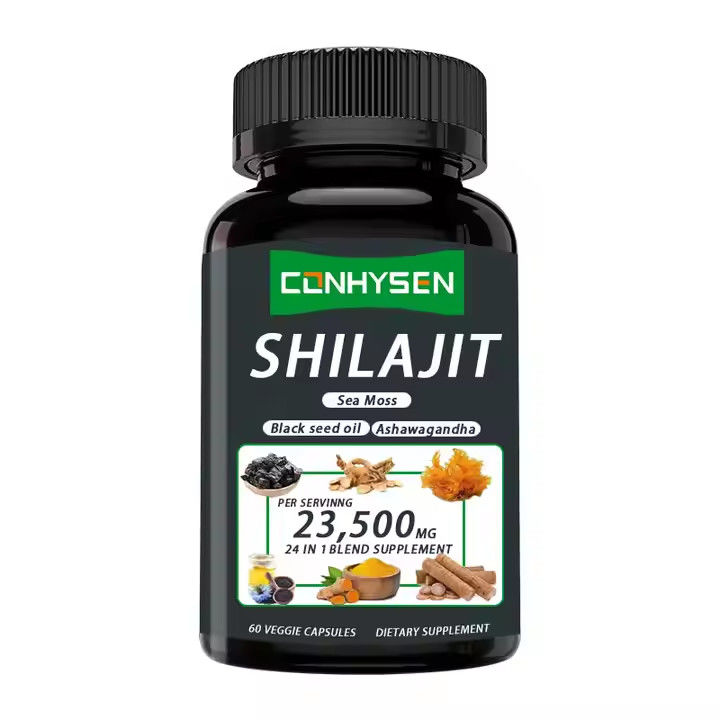 OEM Himalayan Shilajit Καψούλες Φουλβικού οξέος Ορυκτά Θάλασσας Μοσχάρι οξύ Φυσικό μείγμα Βελτιώνει την ενέργεια