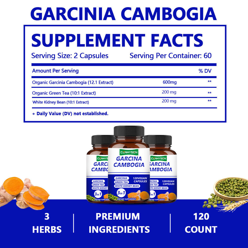 Κάψουλες Garcinia Cambogia Private Labels 3-σε-1 Συμπλήρωμα Υποστηρίζει την Ισορροπία του Σώματος με Πράσινο Τσάι
