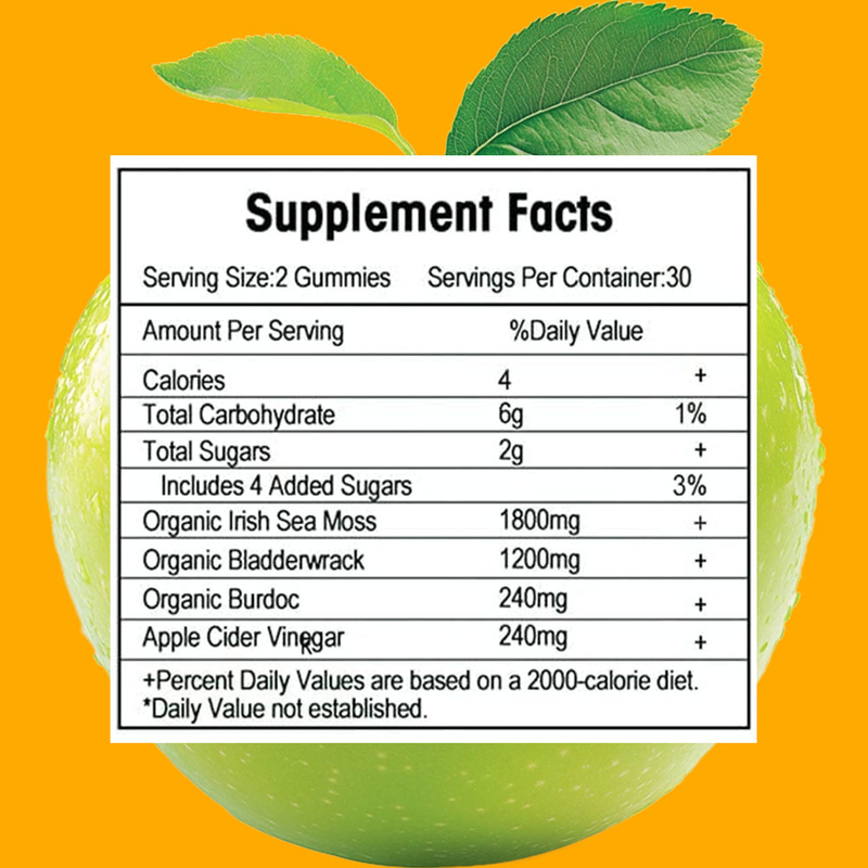 Εργοστάσιο Γεύσης Μήλου Sea Moss Gummies Detox και Καθαρισμός Custom Branded