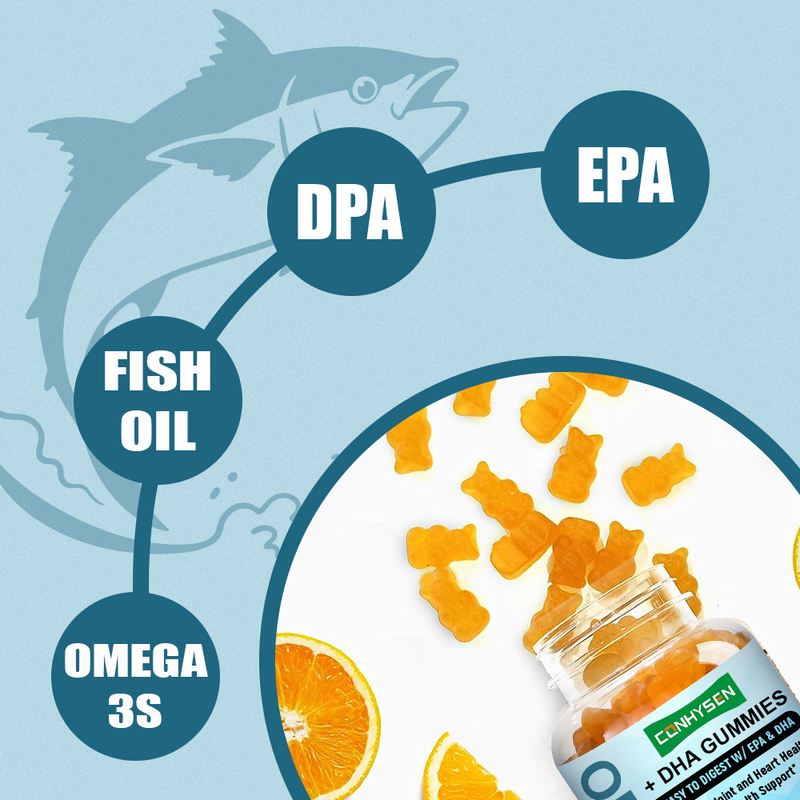 Πορτοκαλί γεύση Ωμέγα 3 τσίχλες Εταιρική προμήθεια Προωθούν την υγεία του εγκεφάλου και των ματιών