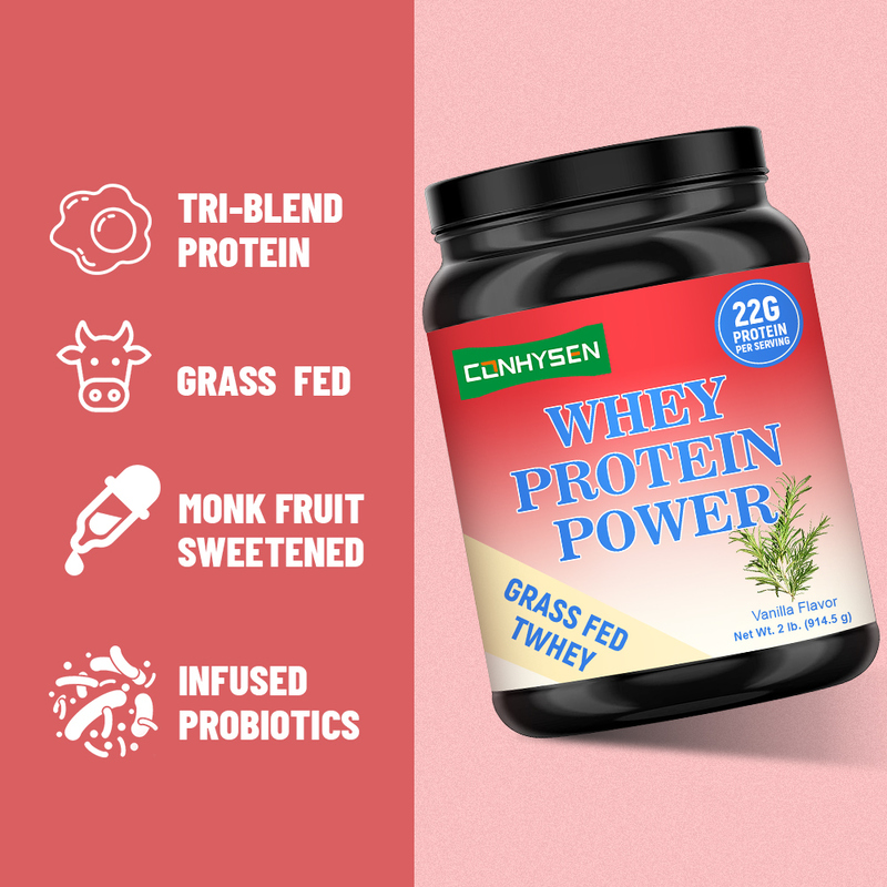 Πρωτεΐνη Ορού Γάλακτος Power Grass Fed Tri Blend Protein Υποστηρίζει την ανάπτυξη των μυών Χονδρική Πώληση Προσαρμοσμένη