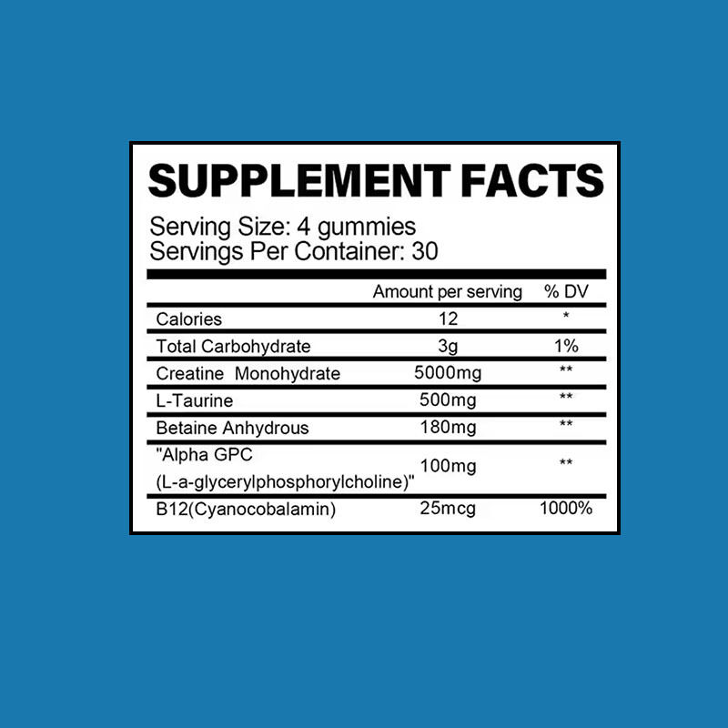 Προσαρμοσμένο αθλητικό Creatine Monohydrate Gummies Προ-άσκηση χάπια μυϊκής ανάπτυξης για ενήλικες