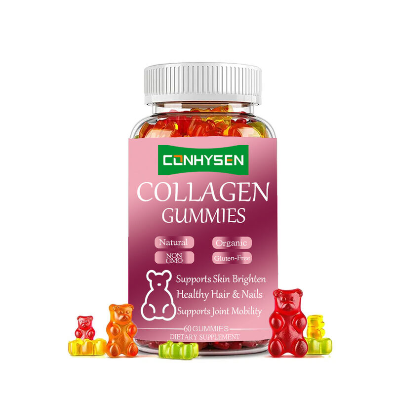 Εξατομικευμένο Private Label 60-τεμαχίων Collagen Gummies Συμπλήρωμα Διατροφής Ομορφιάς για Ενήλικες, Υγιή Μαλλιά και Δέρμα, με Ισορροπημένα Σάκχαρα, σε Μπουκάλι