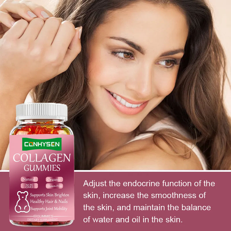 Εξατομικευμένο Private Label 60-τεμαχίων Collagen Gummies Συμπλήρωμα Διατροφής Ομορφιάς για Ενήλικες, Υγιή Μαλλιά και Δέρμα, με Ισορροπημένα Σάκχαρα, σε Μπουκάλι