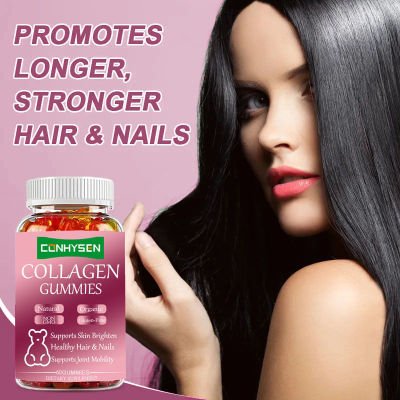 Εξατομικευμένο Private Label 60-τεμαχίων Collagen Gummies Συμπλήρωμα Διατροφής Ομορφιάς για Ενήλικες, Υγιή Μαλλιά και Δέρμα, με Ισορροπημένα Σάκχαρα, σε Μπουκάλι