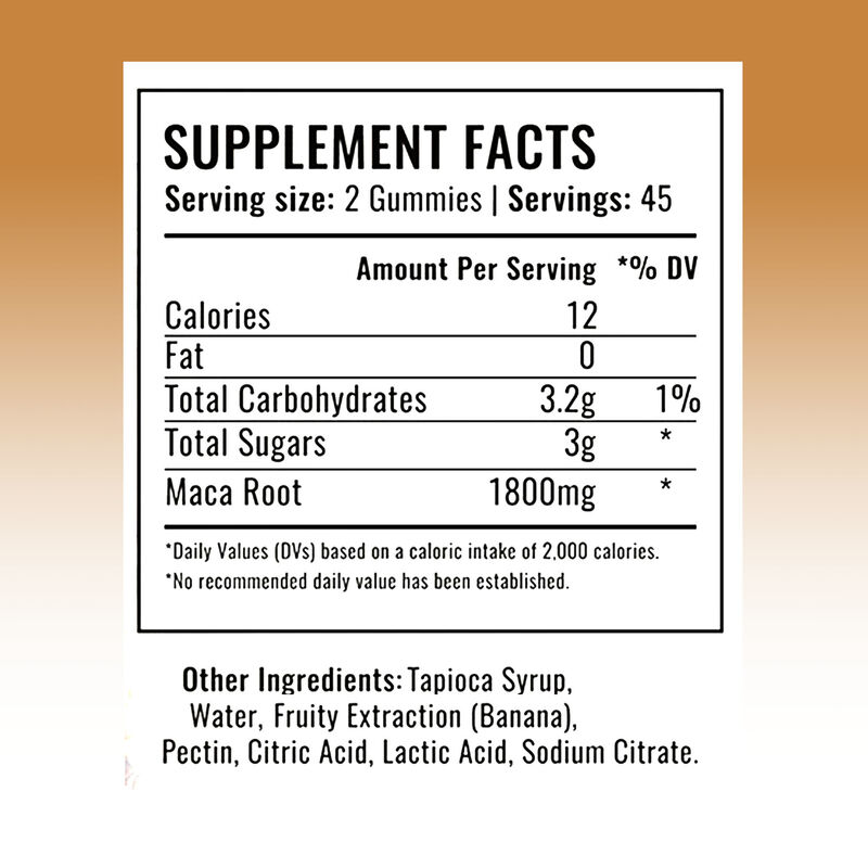 Ζελεδάκια Maca Root Private Label Υψηλής Ποιότητας Συμπλήρωμα Ενίσχυσης Ενέργειας για Άνδρες 1800mg Ζελεδάκια Εκχυλίσματος Maca για Γυναίκες & Άνδρες