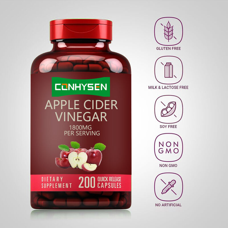 Συμπλήρωμα Μηλόξυδου OEM/ODM Υποστήριξη Πέψης & Αποτοξίνωσης Διαχείριση Βάρους Κάψουλες Μηλόξυδου για Άνδρες Γυναίκες