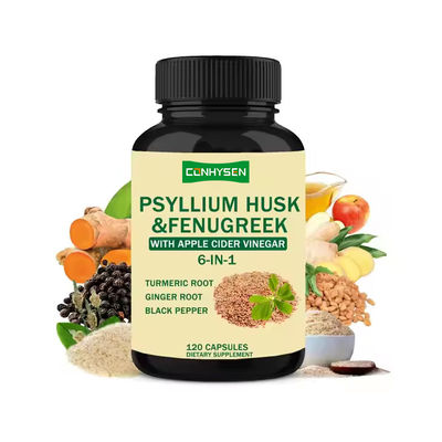 Καψάκια Psyllium Husk και Fenugreek με 6 σε 1 Καψάκια Φυτικού Συμπληρώματος Κουρκουμά