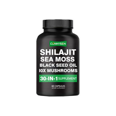 Προσαρμοσμένες κάψουλες Shilajit 10X Mushrooms Capsules για διαύγεια πνεύματος 30 ισχυρά συστατικά