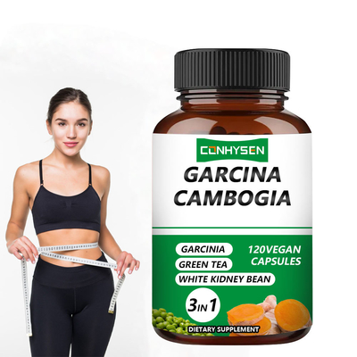 Προσαρμογή 3-σε-1 κάψουλες Garcinia Cambogia Υποστηρίζει τη Δύναμη με Λευκό Φασόλι